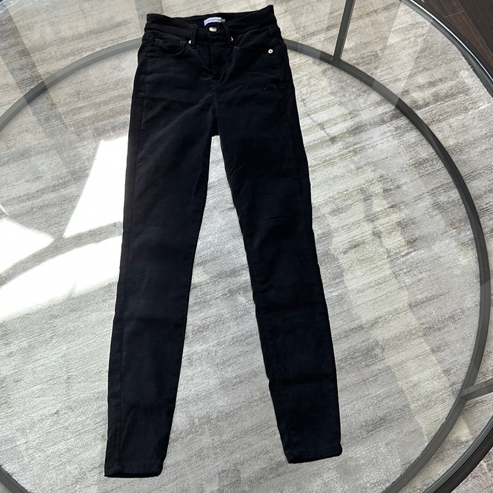 Good American Good Legs - Black Velvet Skinny Pants - Super Stretchy -25